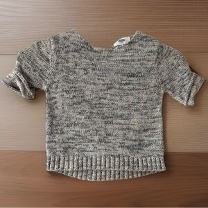 Girls Marled Short-Sleeve Gray Sweater
